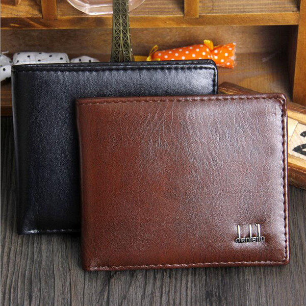 New Vintage PU Mens Wallets Fine Brown Black PU Leather Credit Card Cool tri fold Wallet for men