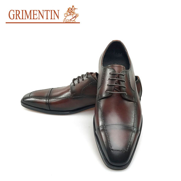 GRIMENTIN 2020 Newest fashion brand formal mens dress shoes genuine leather lace up goodyear handmade men wedding shoes hot sale shoes