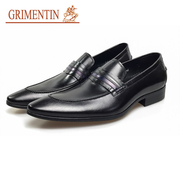 GRIMENTIN loafers men formal shoes leather luxury handmade designer slip on business wedding shoes for 2020 newest black brown male shoes