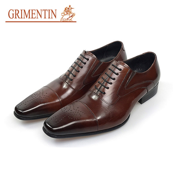 GRIMENTIN Brand 2020 newest hot sale mens shoes genuine leather black brown Italian fashion business oxford mens dress shoes size:37-45