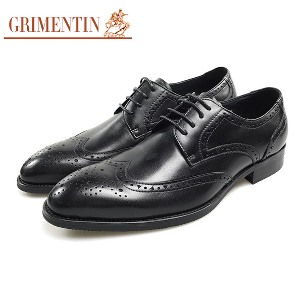 GRIMENTIN 2020 New formal men dress shoes hot sale genuine leather men business shoes black lace up formal office male oxford shoes