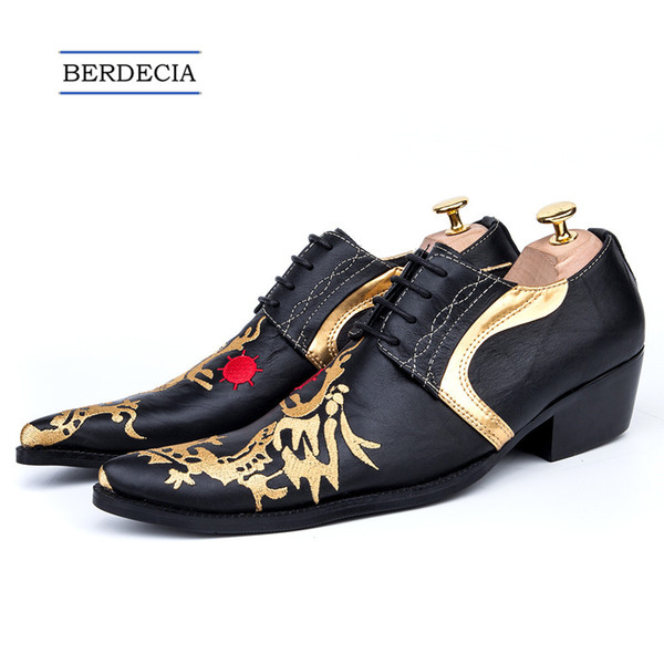 2018 Fashion Dragon Embroidery Men Oxford Shoes Genuine Leather Party Wedding Dress Shoes Lace Up Men Brogue Shoes Plus Size 38-47