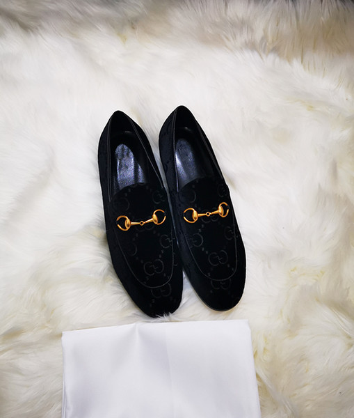wholesale Black velvet loafers Women Universal fashion cowhide leather casual Classic dress shoes Men Rubber sole