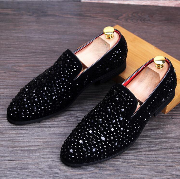 Casual Multi-Colored Glitter Sequin Loafers Mens Dress Shoes Men Flats Shoes Luxury Fashion Brand Chaussures De Mariage