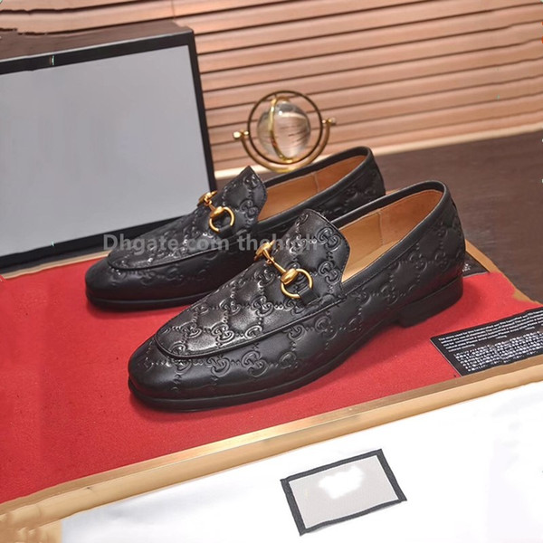 2019 Designer Brand classic Black Glitter Genuine leather Bottom Loafers Shoes Wedding Party Male Gentlemen Dress business Oxford Shoes