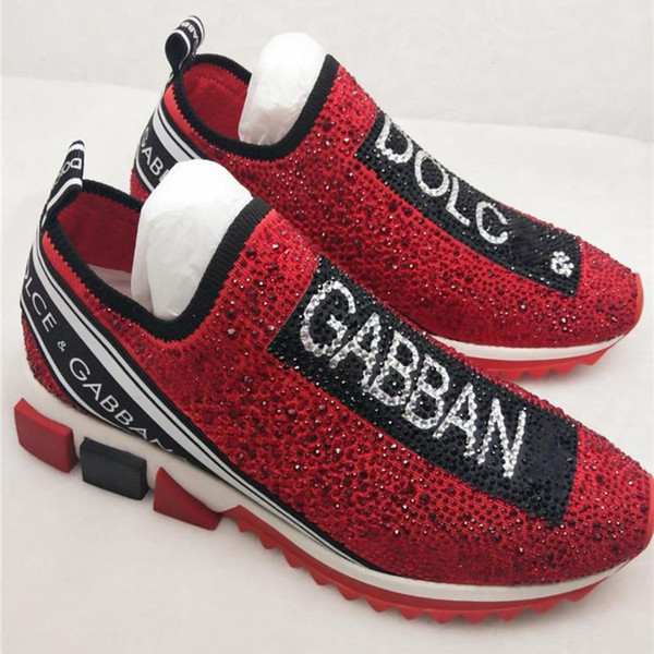 New Arrive 19ss DOLCE & GABBANA D.G mens shoes SLIP ON FEMME SNEAKERS NEUF SORRENTO NOIR Casual Shoes men woman shoes