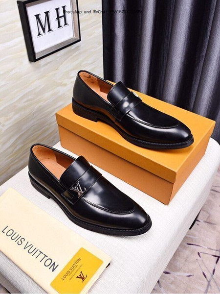 2019 Genuine Leather Dress Shoes Brand Wedding Party Men's Fashion Loafers Business Flats Oxfords Chaussure Homme Size 0310