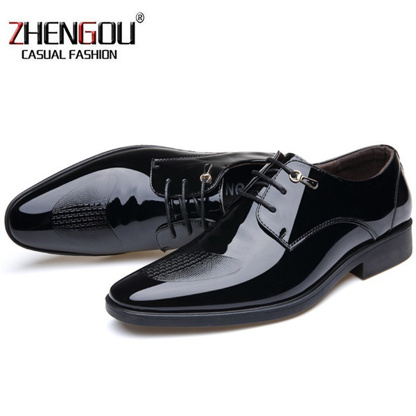 ZHENGOU Brand High Quality Men Oxford Leather Dress mens Shoes for 5515 Fashion Business Shoes Dress Pointed Wedding