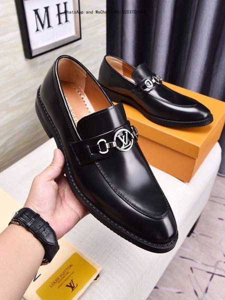 2019 New Italy High Quality Men dress Top Shoes Genuine Leather Brown Black and white Men's Size