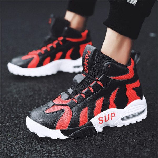 New Men Breathable Elastic Basketball Shoes men Non-slip Rubber Sport Shoes Men Winter High Top Outdoor Sneakers Motorcycle Boots