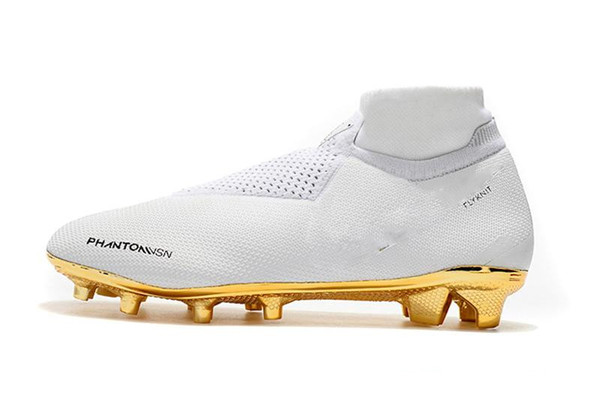 New Arrivaled White Gold Wholesale Soccer Cleats Ronaldo CR7 Original Soccer Shoes Phantom VSN Elite DF FG Football Boots