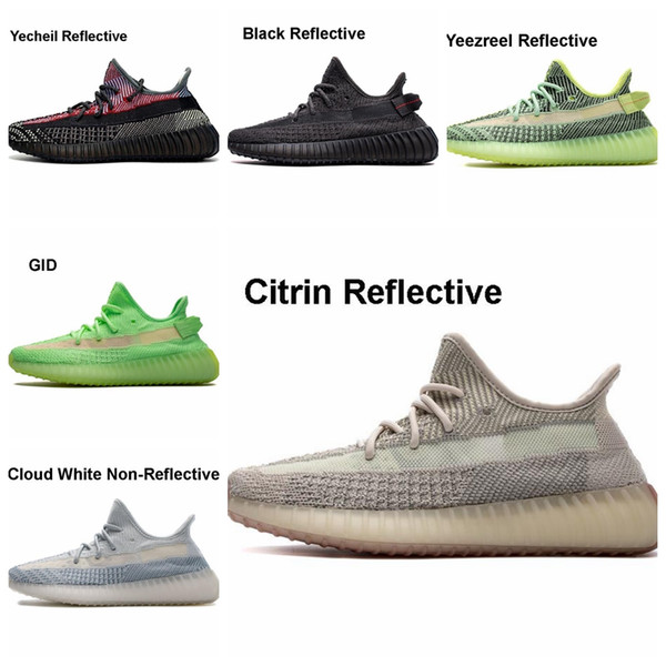 2020Top Quality Kanye West Citrin V2 Cloud White Mens Running Shoes Yecheil Yeezreel Zebra Bred Black Static Reflective Sneakers Sesame Red