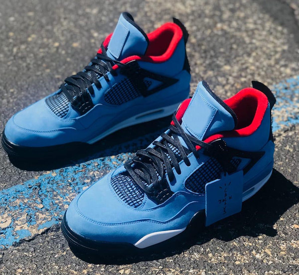 2018 Now 4 Houston men basketball shoes 4s University Blue suede Varsity Red Black mens leisure sports shoes sneakers US8-13