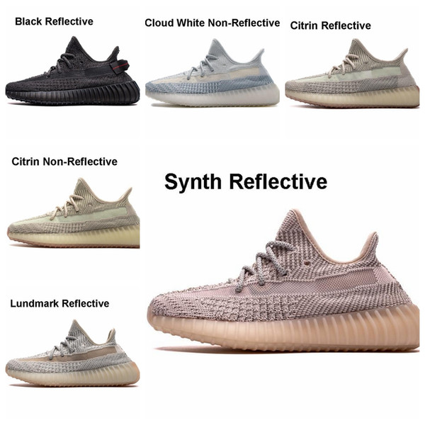 2BoxYecheil Reflective Kanye West Shoes Yeezreel Cloud White Citrin Synth Black Static True Form Clay Running Shoes mens Sneakers Zebra Bred