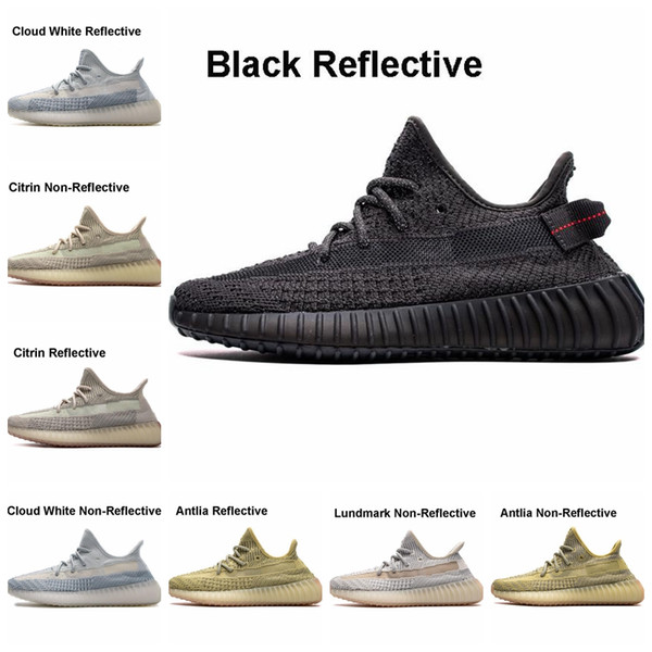 2020NEWYecheil Reflective Kanye West Shoes Yeezreel Cloud White Citrin Synth Black Static True Form Clay Running Shoes mens Sneakers Zebra B