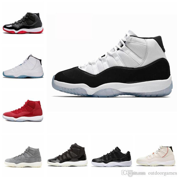 Men 11 11s Basketball Shoes Platinum Tint Concord 45 WIN LIKE 82 96 Space Jam Cap and Gown Gamma Blue Shoes