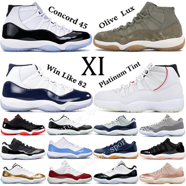 11s Basketball Shoes Concord 45 Platinum Tint Barons Win Like 96 XI Designer Sneakers 11 Low Hight Mens Women Sports Shoes nine