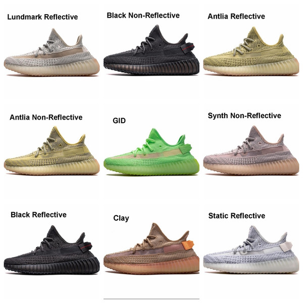 2020newboxLundmark Full Reflective V2 Antlia Synth Static Black Grey Kanye West GID Clay True Form Running Shoes Designers Sneakers Bred Zeb