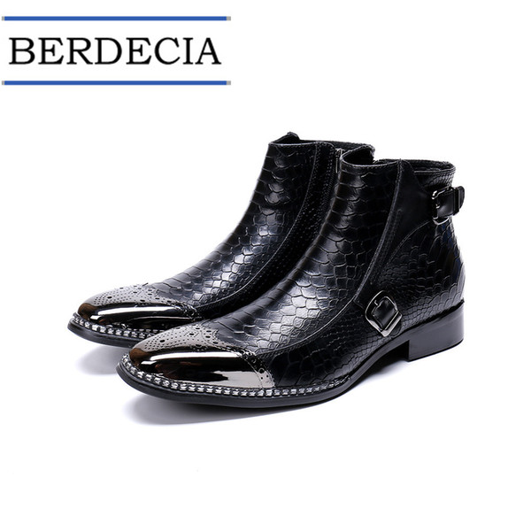 2019 Motorcycle Boots Winter Autumn Snake Pattern Genuine Leather Men Boots Bullock Carved Men Sports Boots