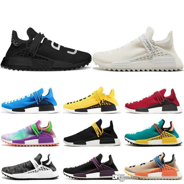 36-45 NMD Human Race trail sneaker Shoes Men Women Pharrell Williams HU Runner Yellow Black White Red Green Grey blue sport runner sneaker