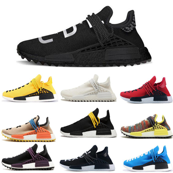 Avec Box 2019 Course Humaine NMD Chaussures De Course Jaune Pharrell Williams Hu Sentier Orel Nobe pour Hommes Femmes Designer Chaussures