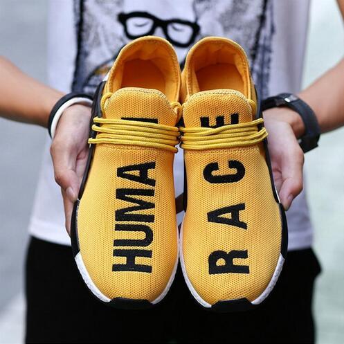 2019 Course Humaine NMD Chaussures De Course Jaune Pharrell Williams Hu Sentier Orel Nobe pour Hommes Femmes Designer Chaussures