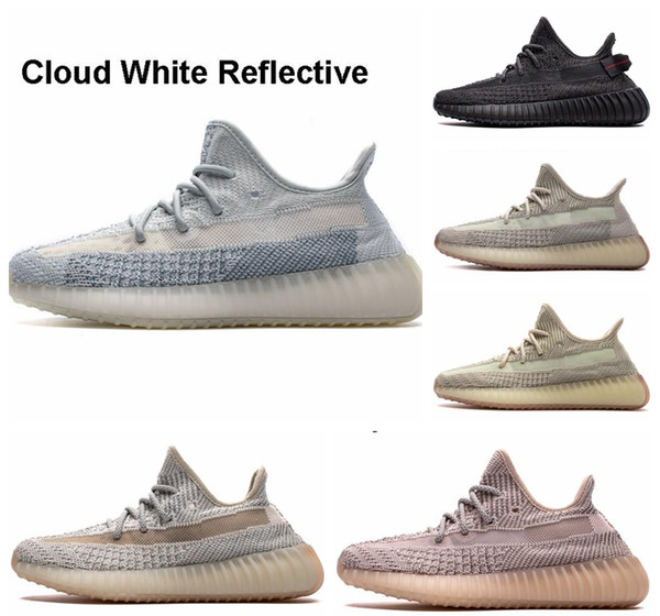 BoxYecheil Reflective Kanye West Shoes Yeezreel Cloud White Citrin Synth Black Static True Form Clay Running Shoes mens Sneakers Zebra Bred