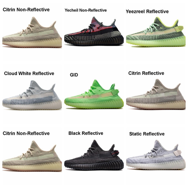 2020newYecheil Reflective Kanye West Shoes Yeezreel Cloud White Citrin Synth Black Static True Form Clay mens Running Sneakers Oreo Beluga