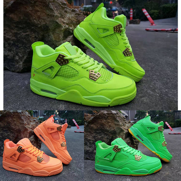 2019 cheap 4 new lemon green orange men's basketball shoes high quality men's designer training sports shoes 8~13 with box