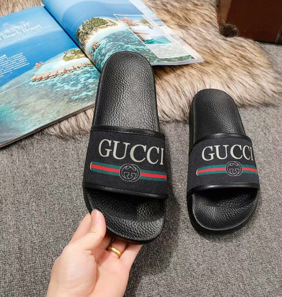 2019 Top-Quality Brand Sandals Slippers Designer Slippers Summer Sandals Beach Slide Fashion Scuffs Slippers Casual shoes 35-46