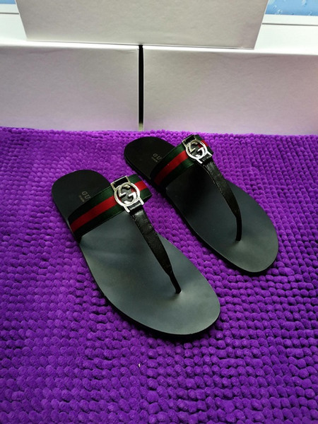 2019 Hot Leather Thong Sandal Women Luxury Desinger Slippers Fashion Thin Black Flip Flops Brand Shoe Ladie Beige Shoes Sandals Flippers