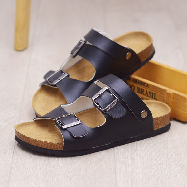 New Summer Beach Cork Slippers Sandals Casual Double Buckle Sandalias Women men Slip on Flip Flops Flats Shoes