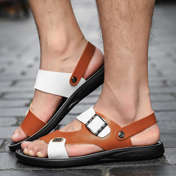 2019 new men's sandals casual leather shoes man summer flat beach sandal male slippers outdoor sandals for men hot sale slipper