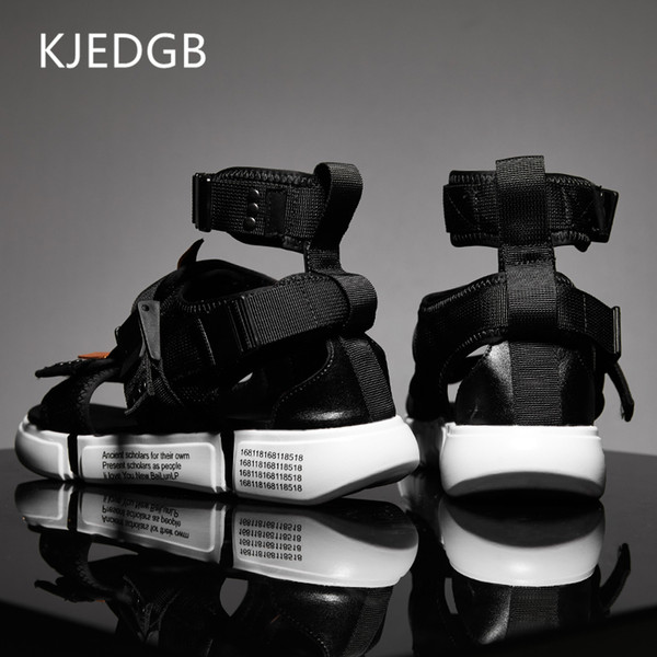 KJEDGB New 2019 Fashion Summer Mens Shoes Gladiator Sandals Designers Platform Comfortable Beach Sandals Male Canvas Men