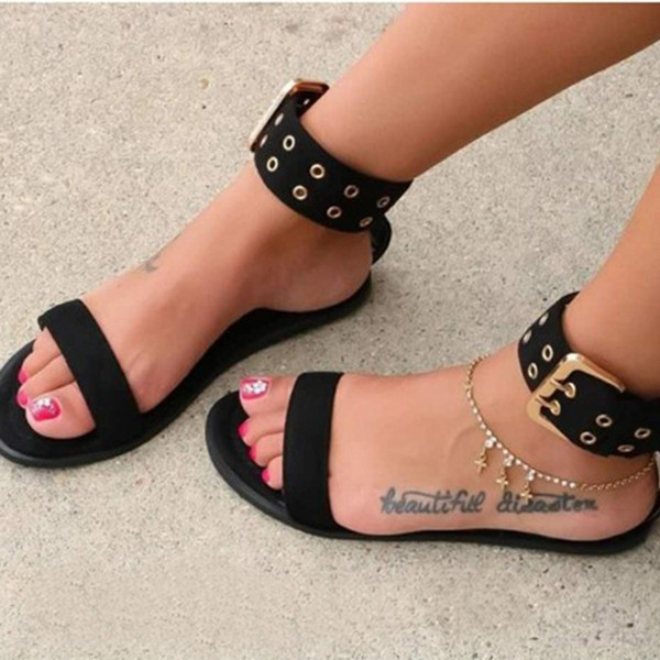 Women flats 2019 summer sandals gladiator transparent jelly shoes vintage roman buckle strap beach sandals big size 41 42