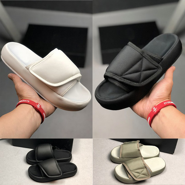 2019 Newest Kanye West Designer Mens Womens Slippers Fashion Luxury Hook Loop Black White platform sandals Ladies Indoor Slides Casual Shoes