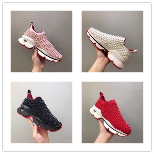 2019 luxury designer men women Party Prom Gorgeous high quality casual shoes Red Bottom Studded Spikes fashion brand couple sneakers