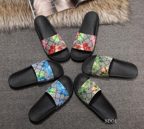 Men Women Sandals Designer Shoes Luxury Slide Summer Fashion Wide Flat Slippery Sandals Slipper Flip Flop 35-46 flower box Designer shoes