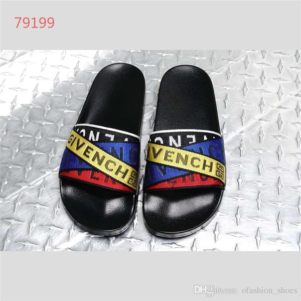 2019 MEN sandals slippers fashion design casual slip-on flat sole peep-toes flat men's slippers top quality With box SIZE 38-45