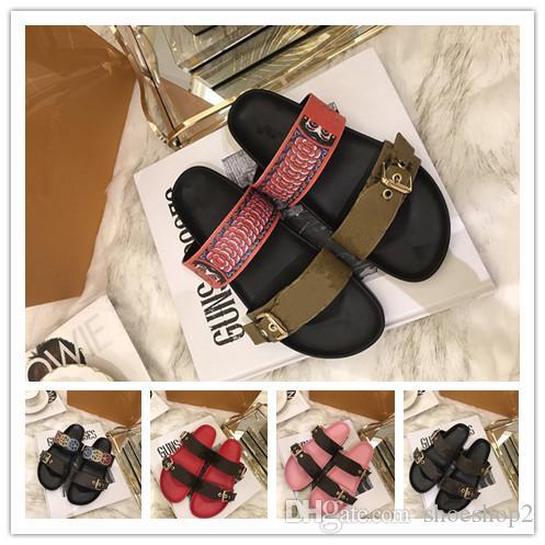 spring summer sandals women fashion designer shoes men genuine leather flat heel with box dust bag