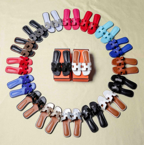 2019 Women Summer cut out ladies sandals ladies sandals good quality flat shoe Candy Color Outdoor Holiday Slides 34 -43