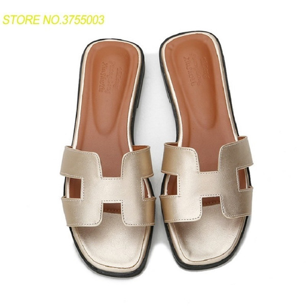 brand Luxury new slippers cut out summer beach sandals Fashion women slides outdoor slippers indoor slip ons flip flops