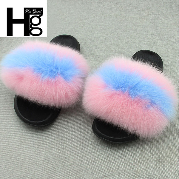 HEE GRAND Fur Slippers Winter Woman Solid Shoes Casual Beach Faux Fur Basic Outdoor Ladies Like Slip On Plus Size 36-45 XWT1479