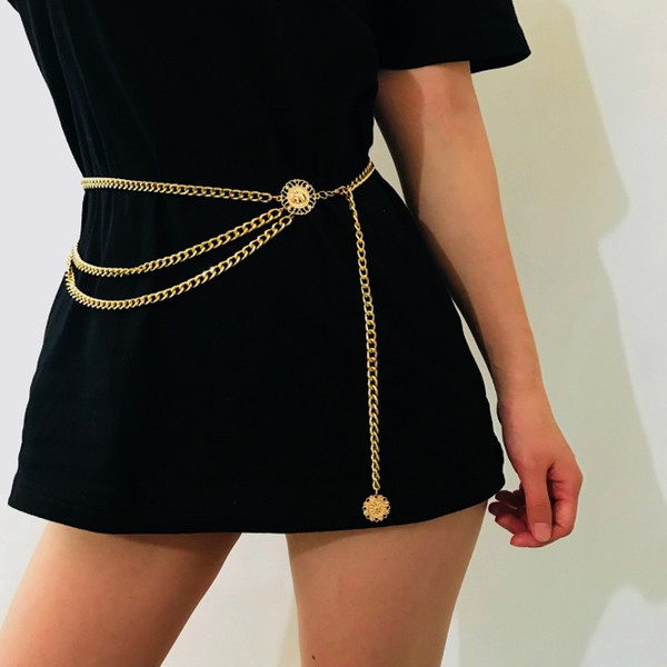 Vintage Layered Girls Body Chain Classic Ladies Gold Chain Belt Women Sexy Chain-link Waist Hip Belt