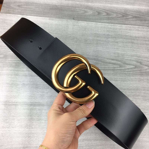 Female belt ladies fashion casual gold buckle wide belt black and red body with good quality 7cm 2019 hot sale