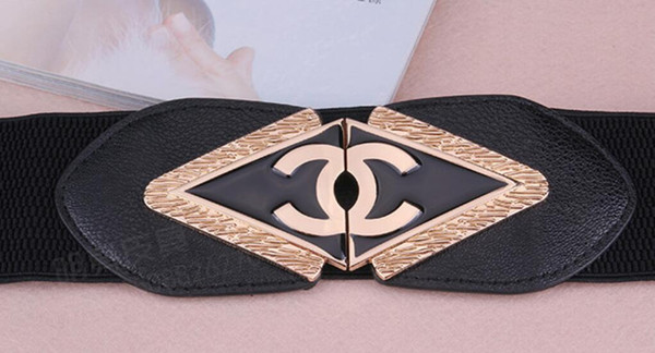 Luxury Designer Metal Belt Female Woman Lady Simple Adjustable Telescopic Elastic Waist Belt Black Pure Color Fashion Decoration