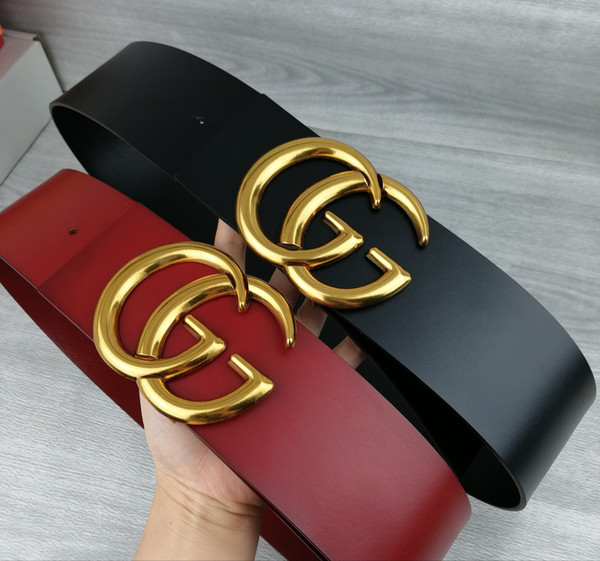 Hot fashion belt lady gold buckle wide belt black and red belt body smooth buckle bandwidth 7.0cm