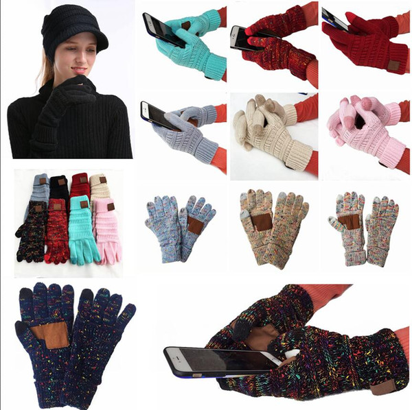 Touch Screen Glove Knitting Capacitive Gloves Women Winter Warm Wool Gloves Antiskid Knitted Telefingers Glove Christmas Gifts AAA1512