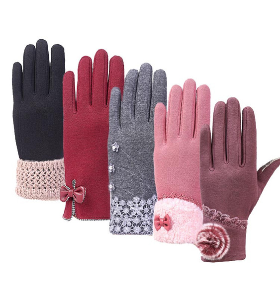 Women Gloves Touch Screen Gloves Five fingers Fleece Winter Warm Gloves Multi Styles