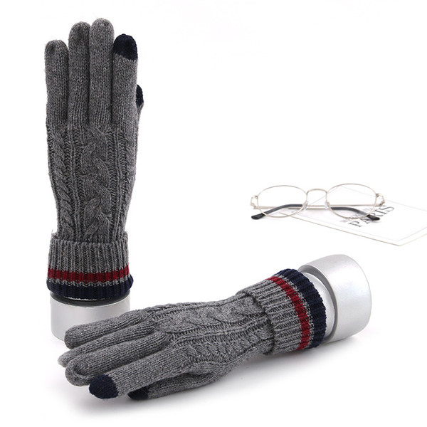 2018 New Luxury Wool Gloves Cellphone Touch Screen Mittens Fashion Brand Winter Warm Gloves Best Quality Outdoor Popular Knitted Gloves